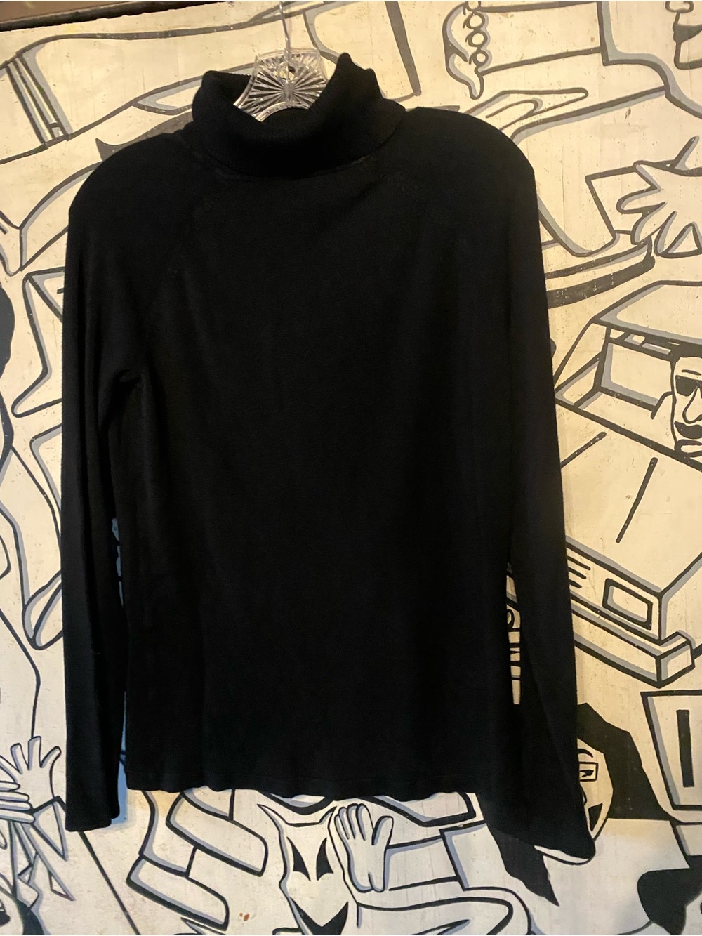 Olivia Sky Black Turtleneck Cowl Neck Sweater